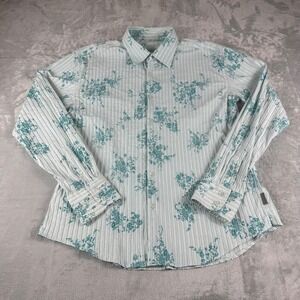 Ted Baker Striped Shirt Mens 6 Teal Preppy Elevated Basics Capsule Wardrobe